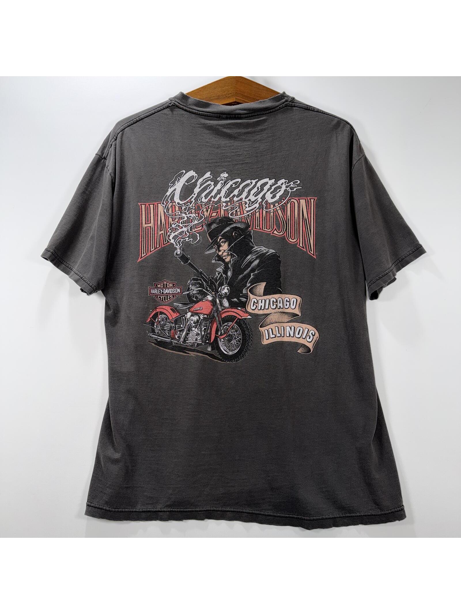 Vtg Harley-Davidson Chicago Gangster Smoking Gun T-Shirt - L
